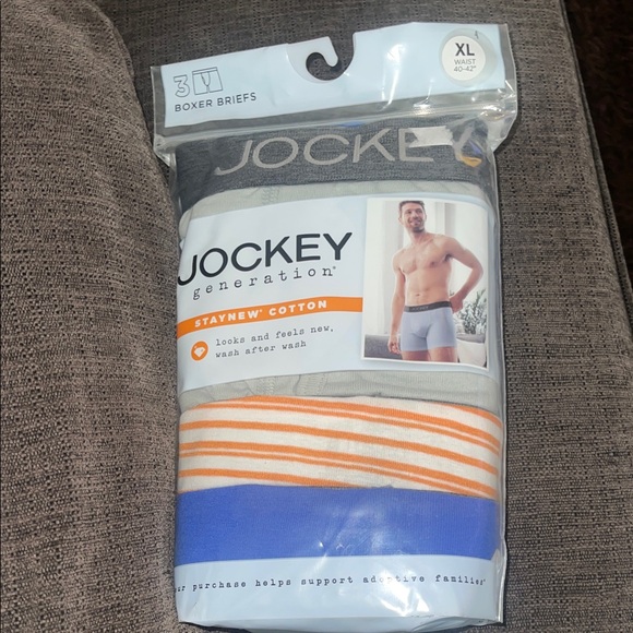 Jockey Other - Jockey Men's Boxer Briefs - Gray, Orange, Blue Stripes